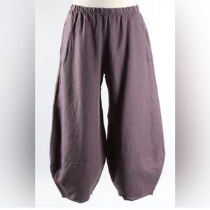 Bryn Walker Grey Wide-Leg Barrel Linen Pants